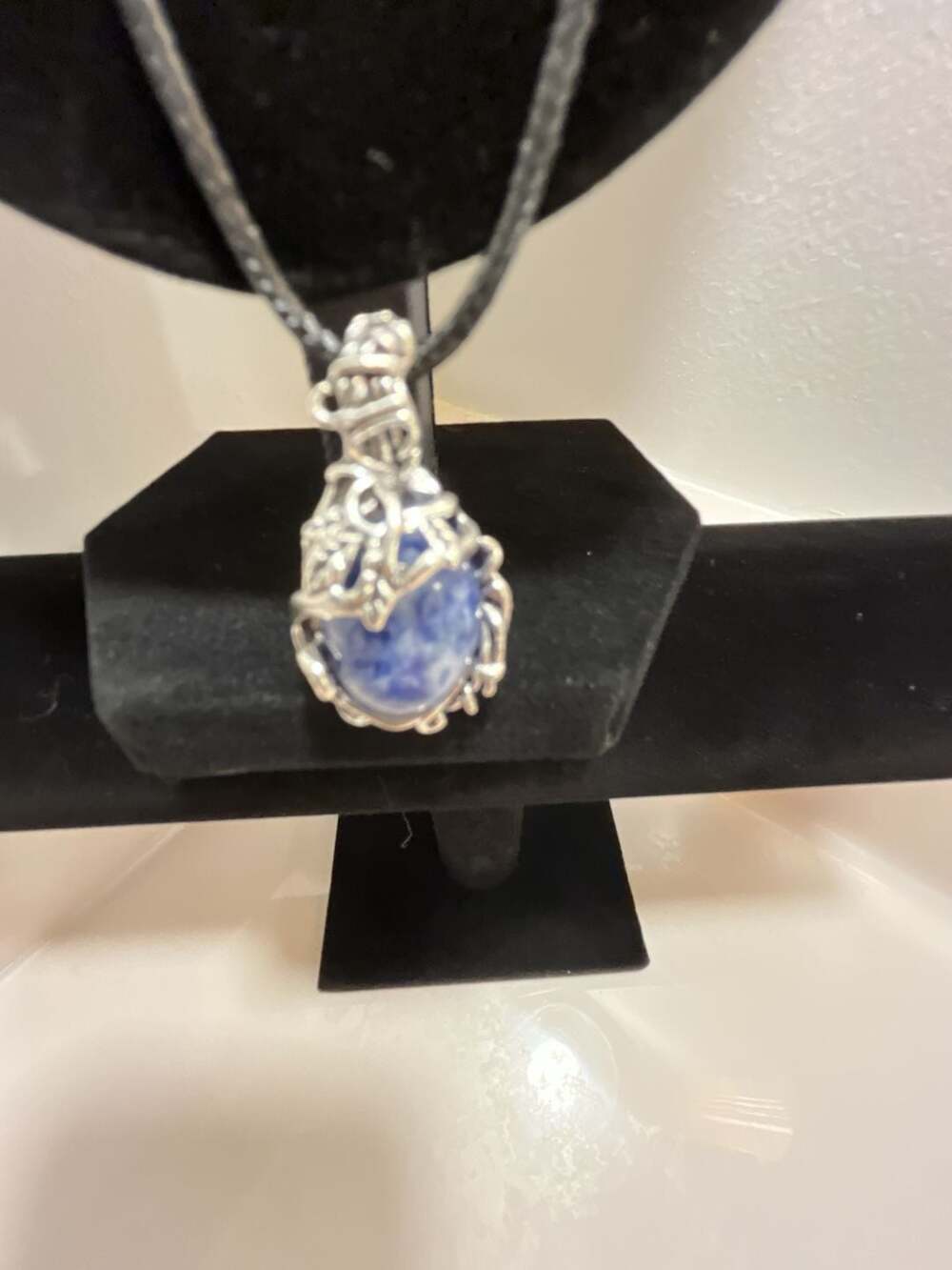 Handmade Wire Wrapped Sodalite Gemstone Pendant Necklace